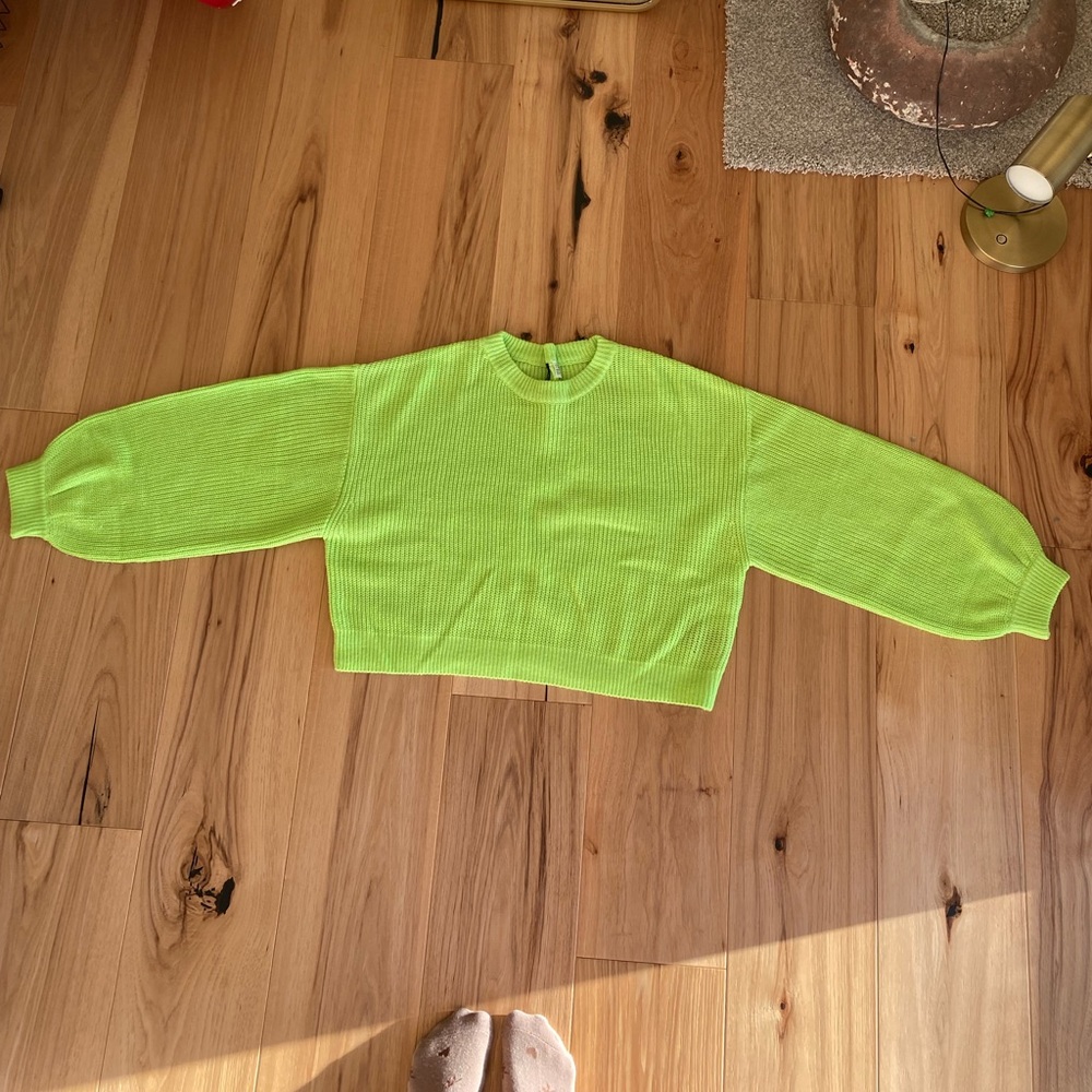 Neon green knit sweater